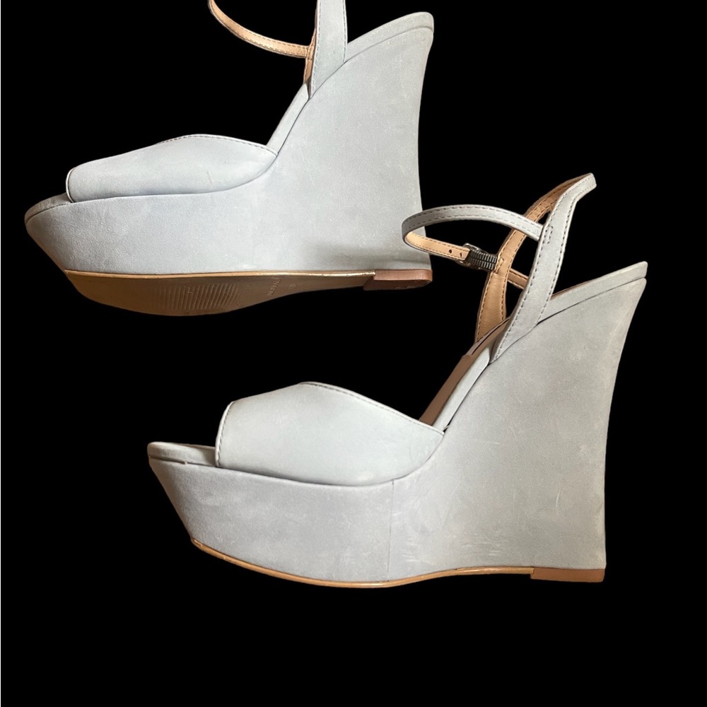 Steve Madden light blue suede wedge, worn for few hours only once, size 6.5